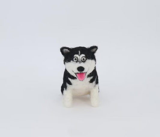 Raylume Handmade Needle-Felted Siberian Husky Trio