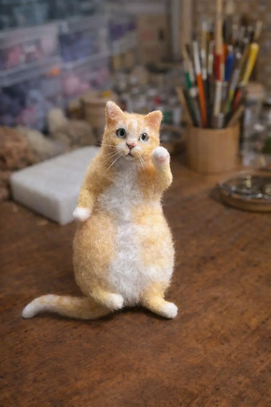 Raylume Handmade Needle-Felted Cat Figurine