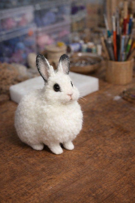 Raylume Handmade Needle-Felted Rabbit Figurine