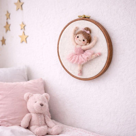 Raylume Custom Needle Felted Ballerina Doll-Personalized Gift for Ballet Lovers,Name Embroidery,Handmade Art For Girls