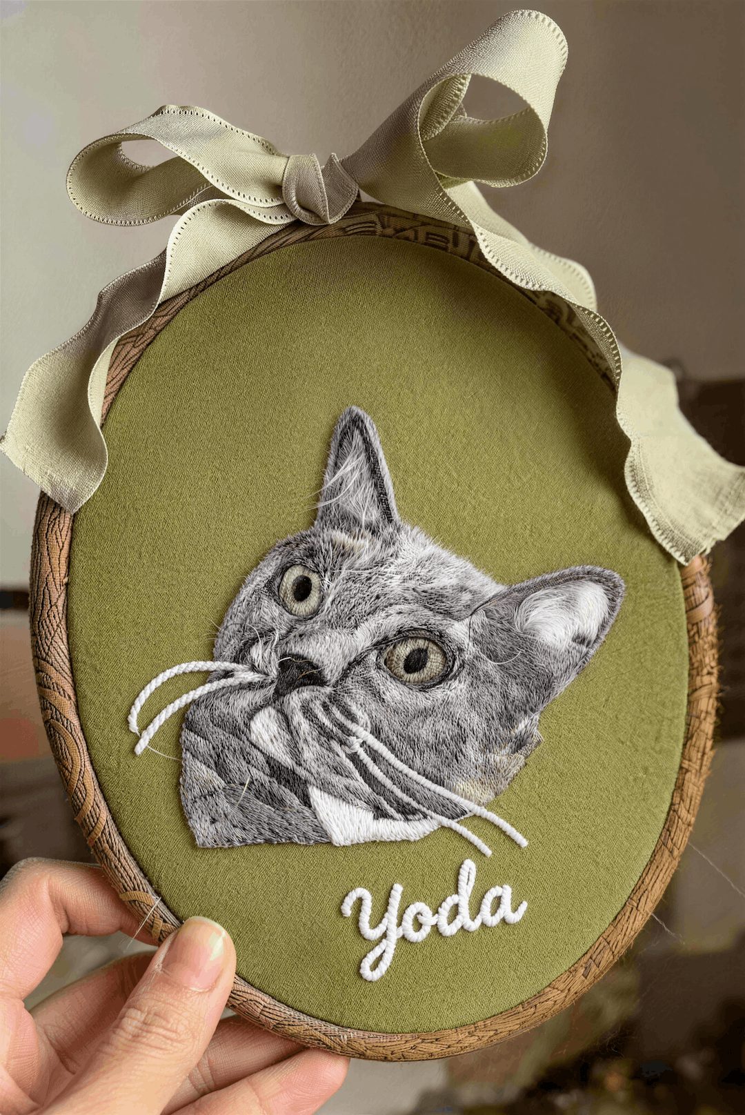 cat memorial embroidery