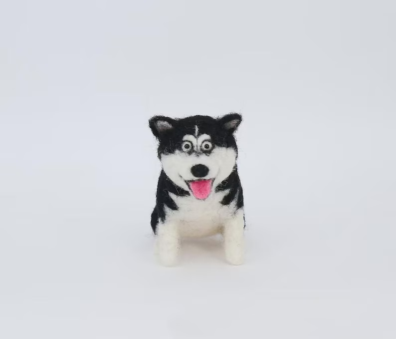 Raylume Handmade Needle-Felted Siberian Husky Trio