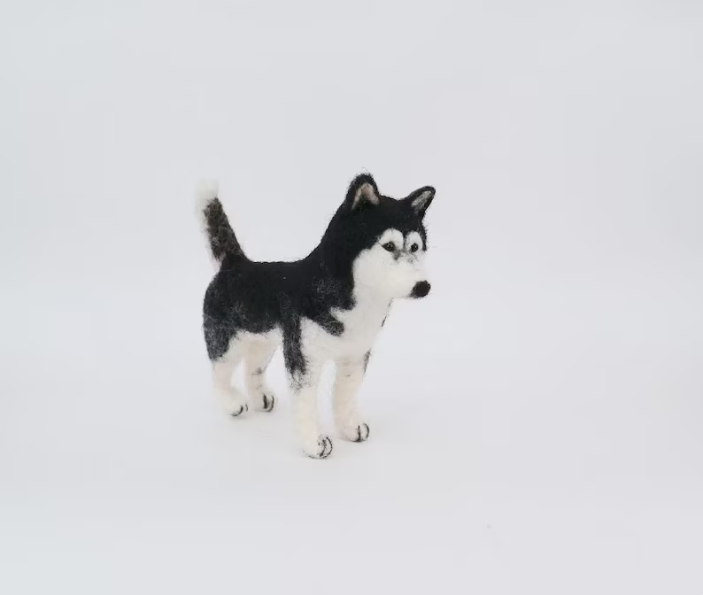 Raylume Handmade Needle-Felted Siberian Husky Trio