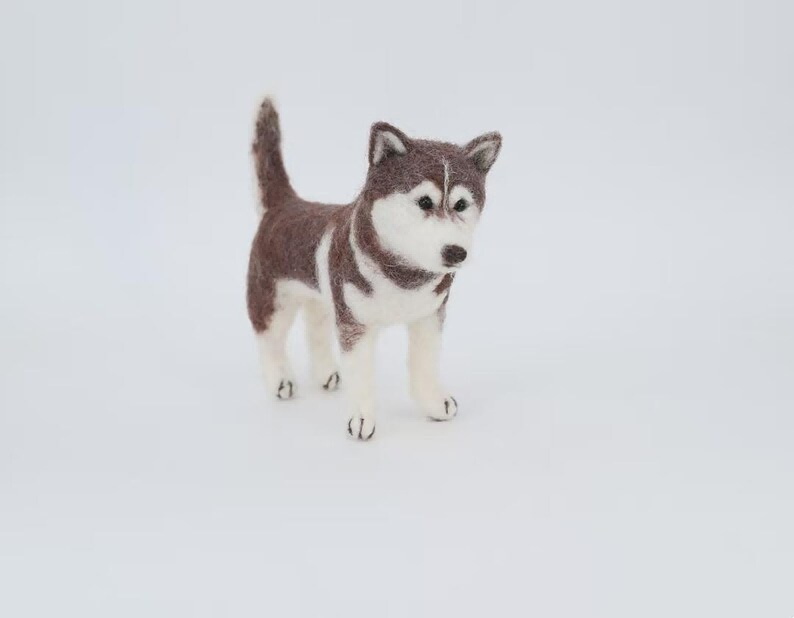 Raylume Handmade Needle-Felted Siberian Husky Trio