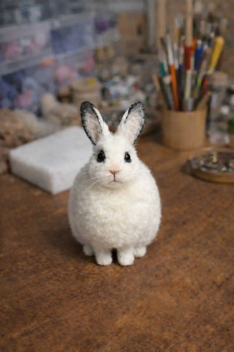 Raylume Handmade Needle-Felted Rabbit Figurine