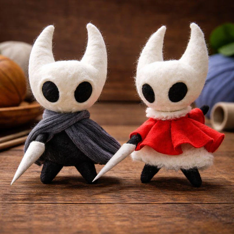 Raylume Handmade Wool Felted Hornet Plush, Hollow Knight Collectible