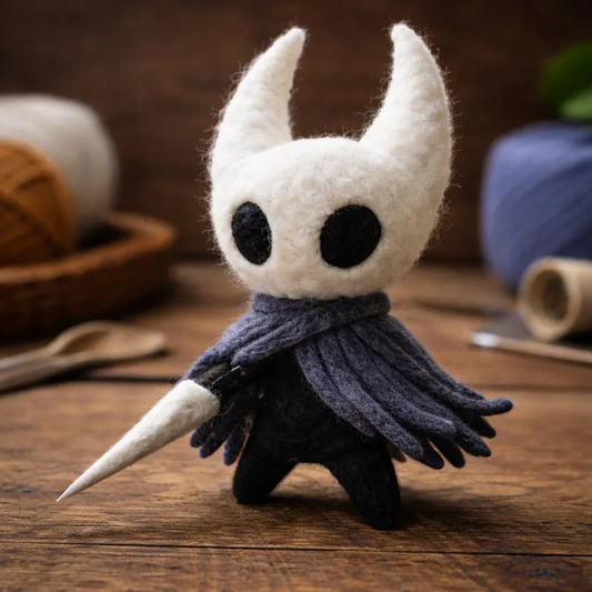 Raylume Handmade Wool Felted Hornet Plush, Hollow Knight Collectible