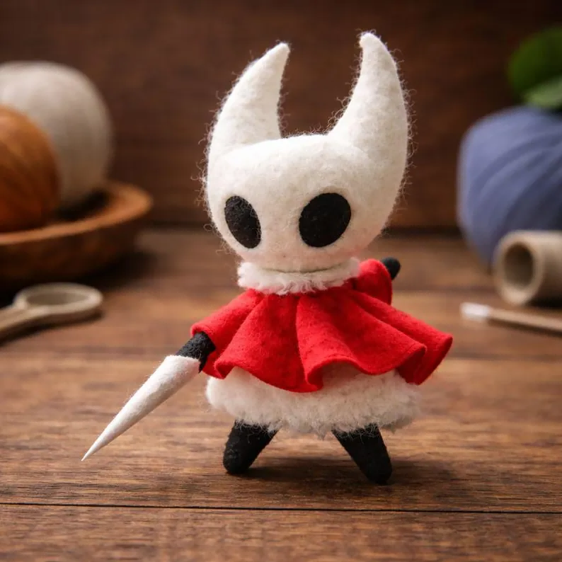 Raylume Handmade Wool Felted Hornet Plush, Hollow Knight Collectible