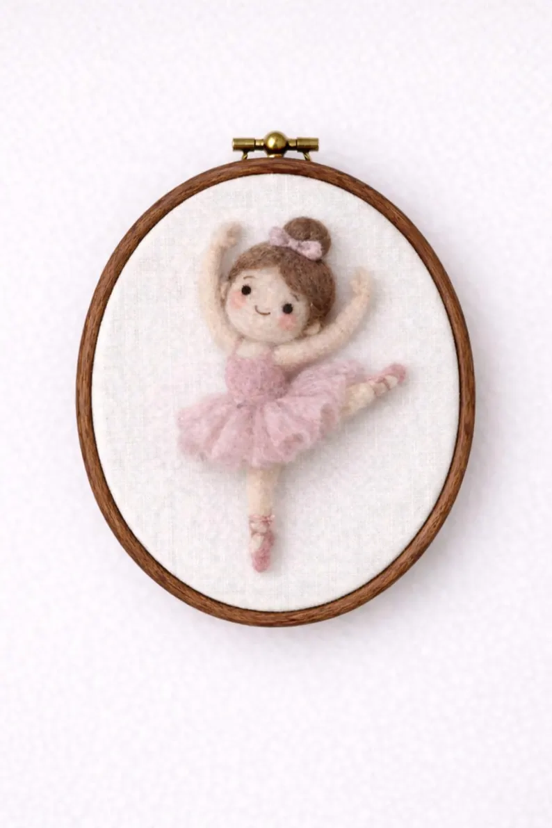 Raylume Custom Needle Felted Ballerina Doll-Personalized Gift for Ballet Lovers,Name Embroidery,Handmade Art For Girls